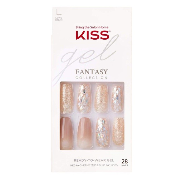 Kiss Fantasy Long Length Ready To Wear Gel Acrylic Fake Nails in Hard To Forget - Picture 2 of 11